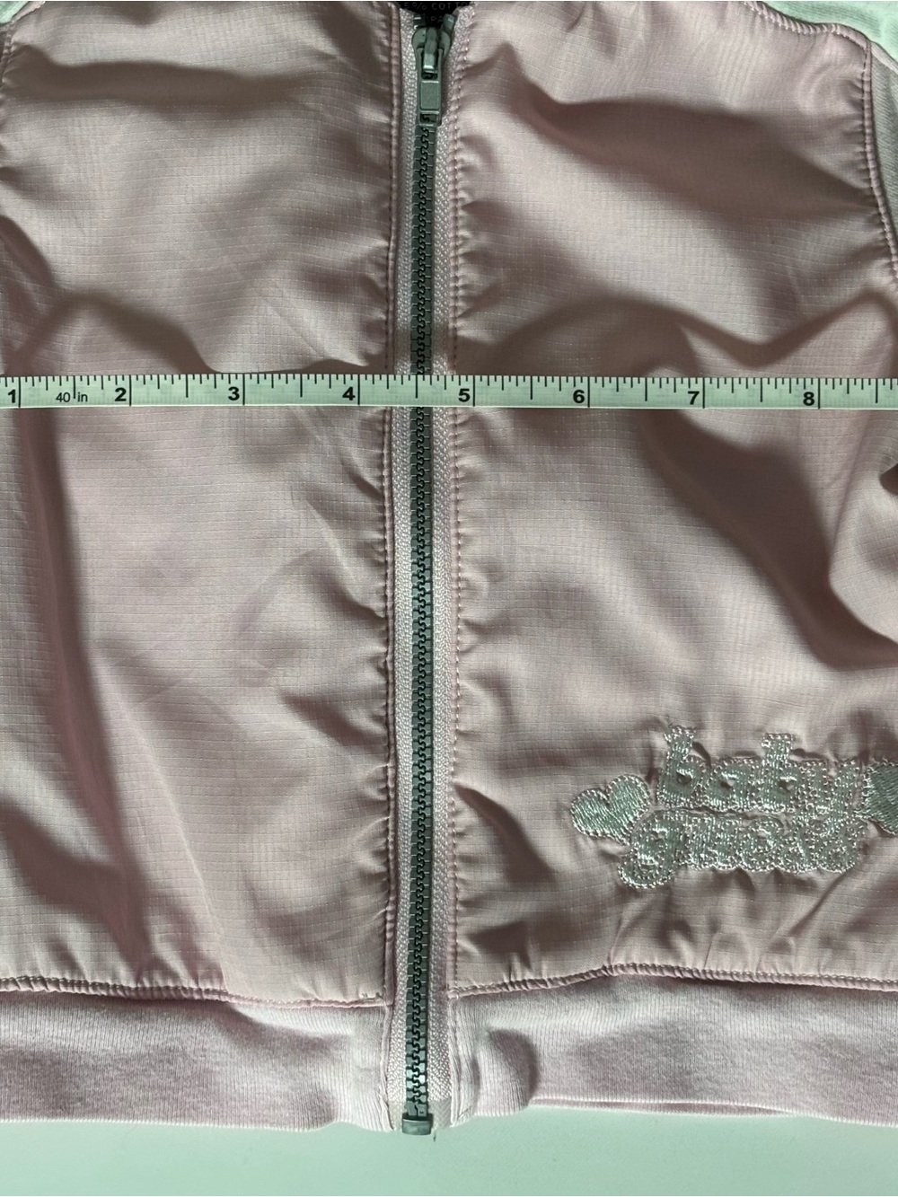 Vintage GUESS Baby Pink Varsity Fleece Zip Hoodie Coquette Designer Preppy Y2k - Picture 8 of 10